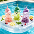 Creative Baseball Cap Bear Glass Cup, High Aesthetic 600ML Straw Water Bottle, Trendy Reusable Drinkware for Daily Use, Straw Portable Bottle, Glass Drinking Bottle