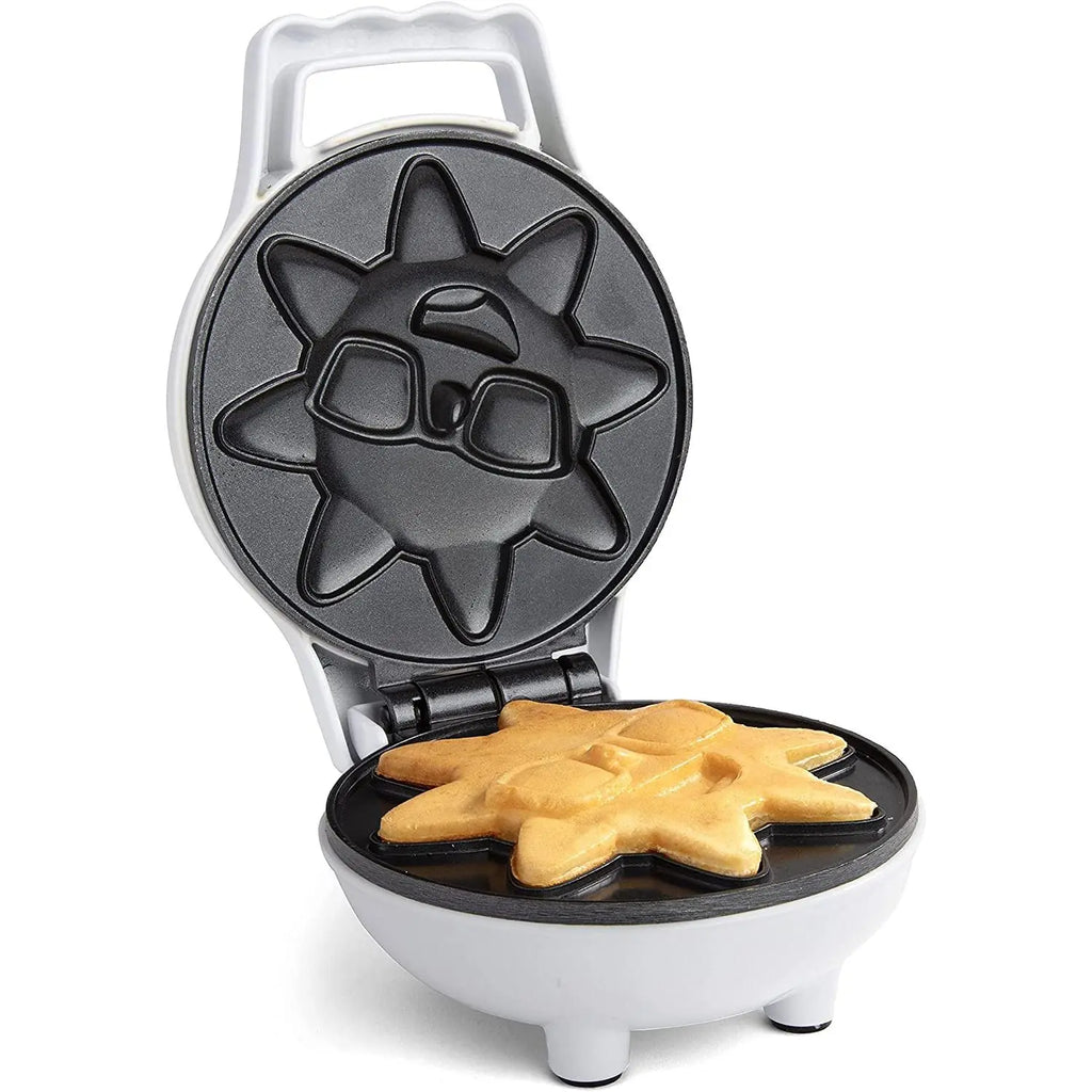 Waffle Wow Rise & Shine Mini Sun Waffle Maker - Personal-Sized 4" Sunshine Smile Individual Waffles for Kids, Adults- Cute Non-Stick Electric Waffler Iron- Morning Breakfast or Fun Gift