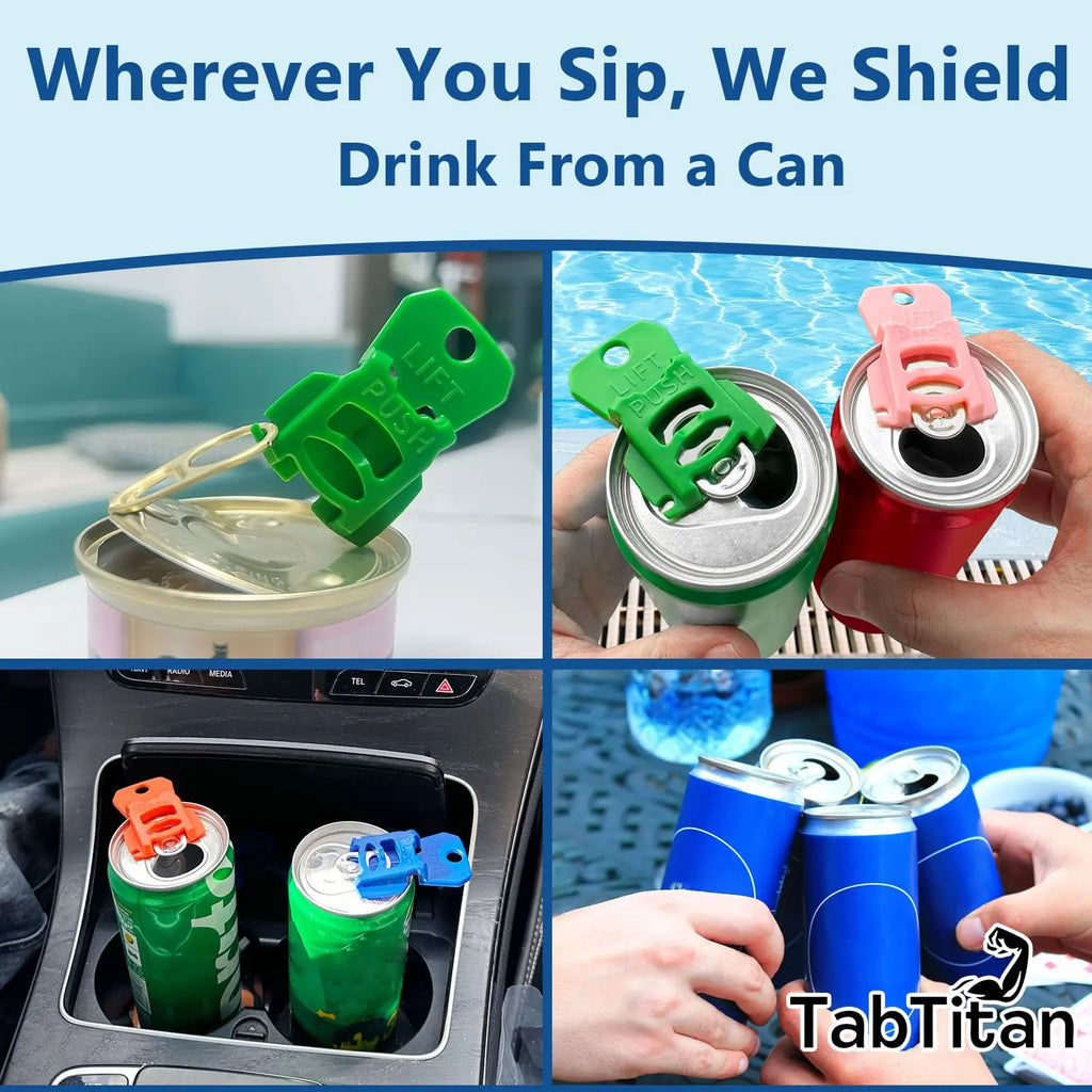 6PCS Colorful Can Tab Openers & Leak-Proof Drink Covers – One-Hand Soda Can Opener and Reusable Protector Caps for Coke, Beer, Soda, and Aluminum Cans for Parties, BBQ, Camping & Travel(New Model)