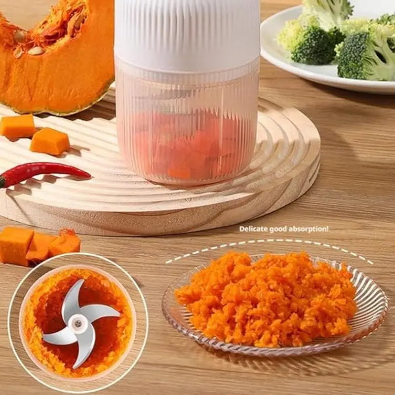 Electric Food Shredder, Mini Meat Grinder, Garlic Puree Maker, USB Charging, Portable Kitchen Gadget for Minced Meat, Vegetable, Onion, Ginger, Chili, Rechargeable Lithium Battery Raccoon Cheese Grater Lychee Peelers