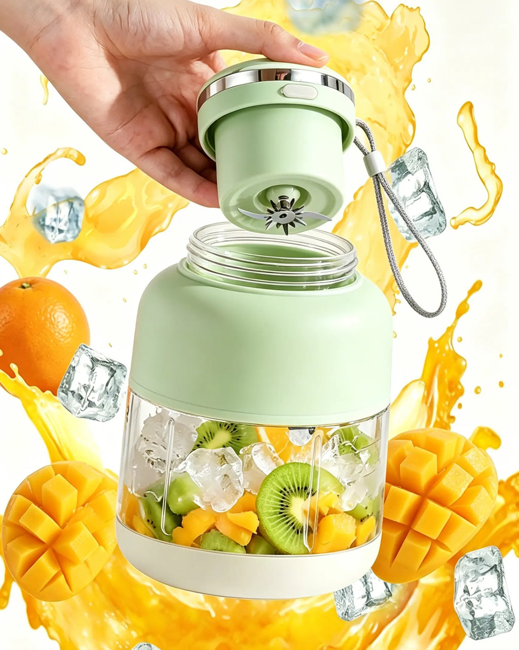 Portable Cordless Handheld Blender - 24Oz Bpa-Free Vessel, Leakproof Lid, Sip Spout, USB-C Rechargeable Battery-Powered Mini Blender for Shakes, Travel Use, Kitchen Tools and Gadgets, Cool Outdoor Gadgets (Includes Nutritious Recipe)