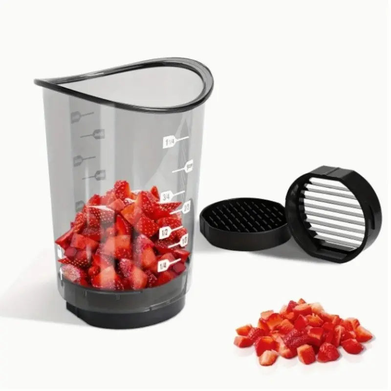 Stainless Steel Fruit Slicer Cup, Quick Cut Strawberries Carrots Potatoes, Portable Kitchen Tool, Durable Fruit Tool, Easy Prep for Fruits and Vegetables
