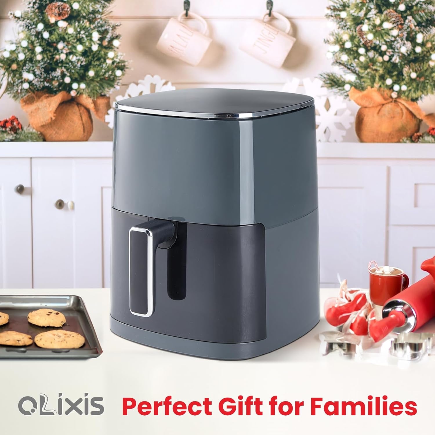 Air Fryer 6 Quart with Window Square Air Fryer 12-In-1 Air Fry, Roast, Reheat, Dehydrate, Bake, Steam, Fries, Custard, Chicken, Wings, Sea Food, Vegetabels,400F