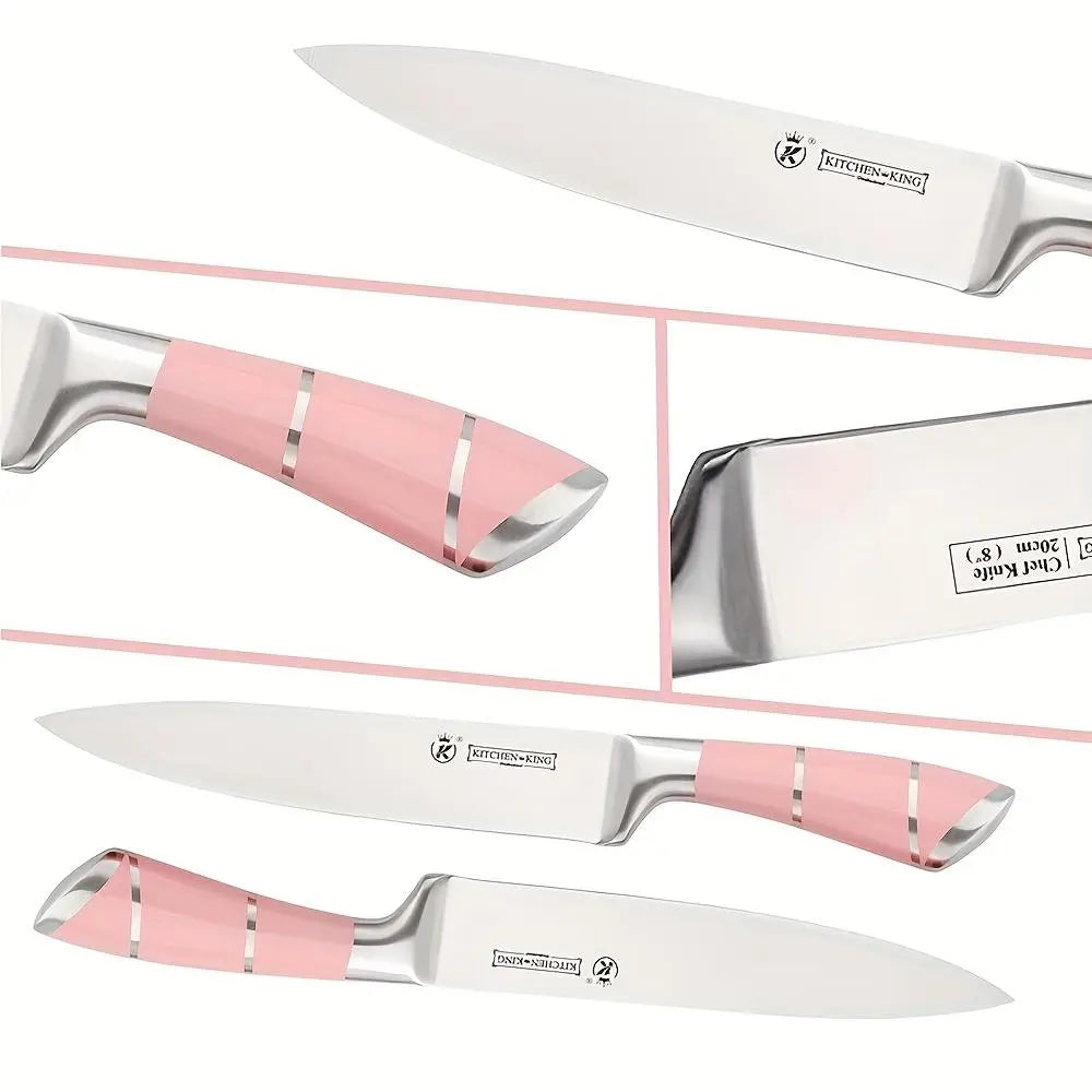 【Father'S Day Gift】9Pcs Kitchen Knives Set, Professional Chef, Bread, Cleaver, Paring, Utility Knife and Scissors Sharpener Peeler High Carbon Stainless Steel Ultra Sharp Non-Stick Multifunctional