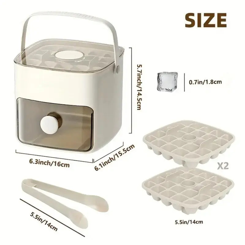 Double-Deck 48-Cube Portable Ice Maker & Ice Cream Maker Machines, Easy-Press Lid, Silicone Trays, Durable Countertop Tool for Cold Summer Drinks, DIY Frozen Food, Icecream Maker Machines