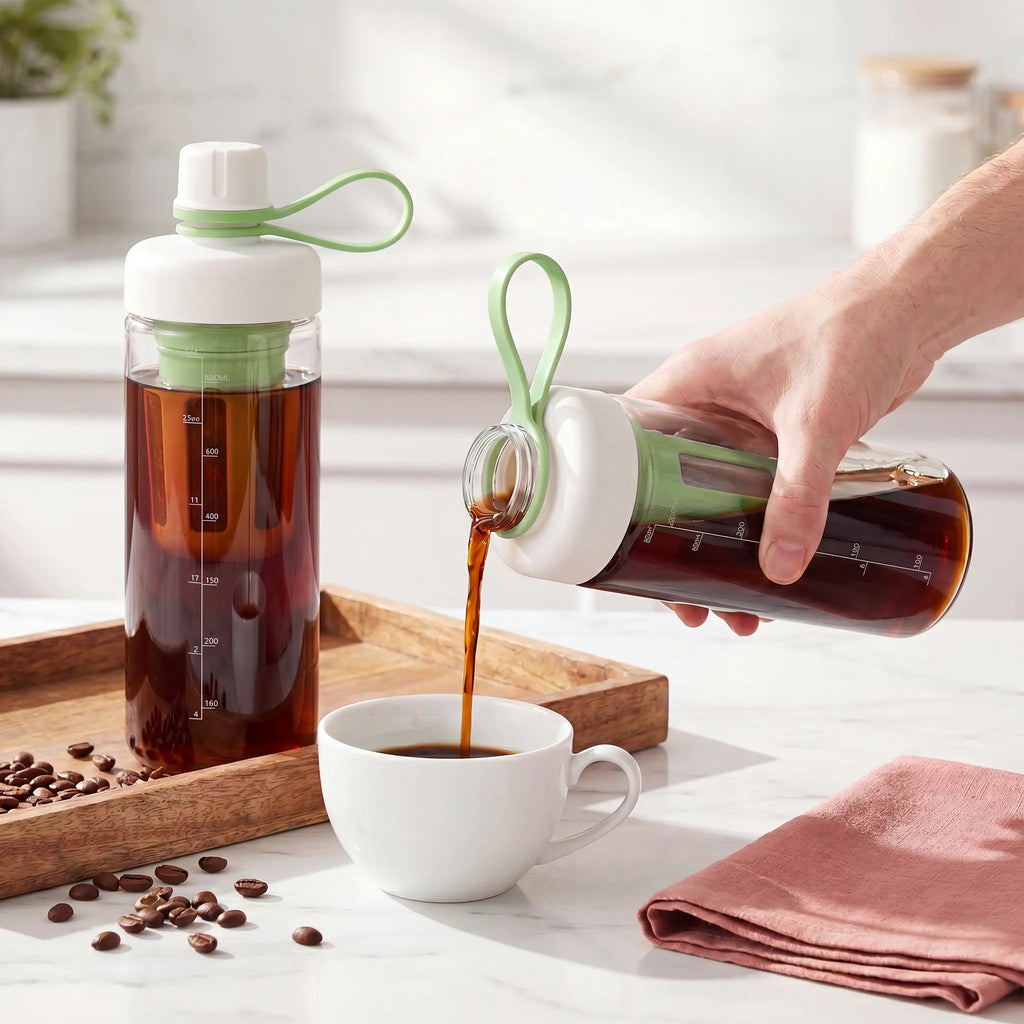 SUSTEAS Reusable Portable Washable Cold Brew Coffee Tumbler with Digital Scale and Dual-Function Tea Filter Net Summerwins
