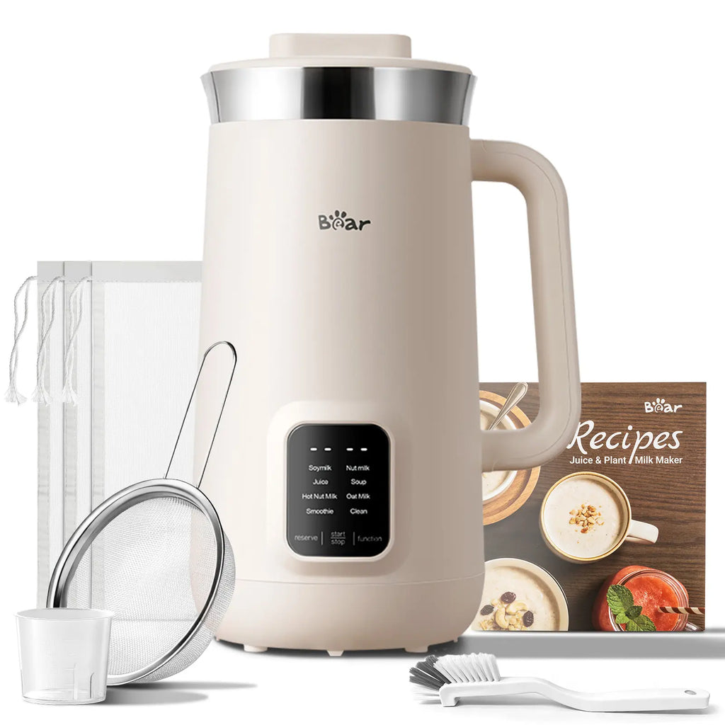 Bear 8 in 1 Nut Milk Maker Machine, 40Oz/1.2L Soy Milk Maker with Self Clean/12H Delay/6H Keep Warm, One Touch Alomnd Milk Maker for Homemade Oat, Soup, Juice, Plant Based and Non Dairy Beverages