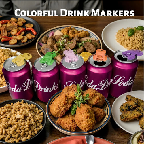 6PCS Colorful Can Tab Openers & Leak-Proof Drink Covers – One-Hand Soda Can Opener and Reusable Protector Caps for Coke, Beer, Soda, and Aluminum Cans for Parties, BBQ, Camping & Travel(New Model)
