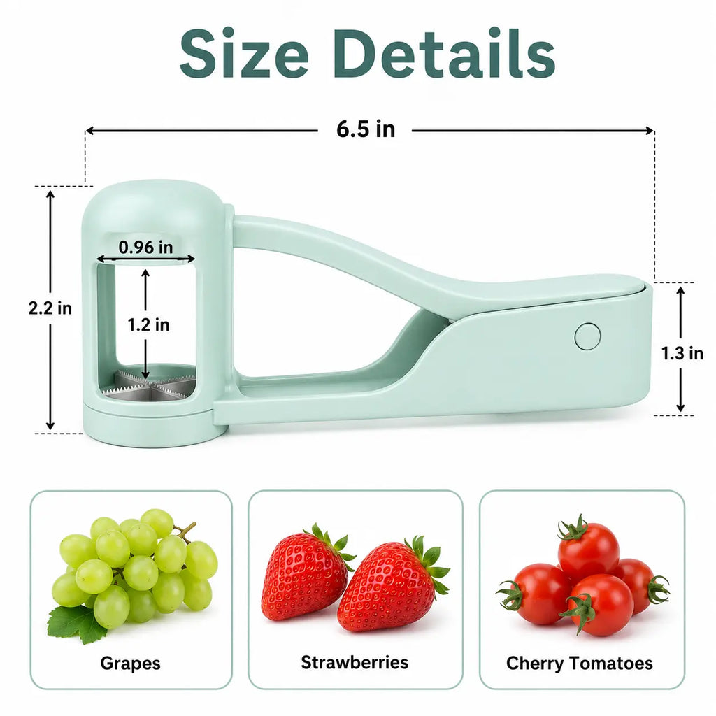 Berry Cutter & Grape Splitter - 2-In-1 Stainless Steel Fruit Chopper for Strawberries, Grapes, Cherry Tomatoes - Fast Food Prep Gadget for Salads, Sweets, Toddler Meals, Stainless Steel Kitchen Utensil