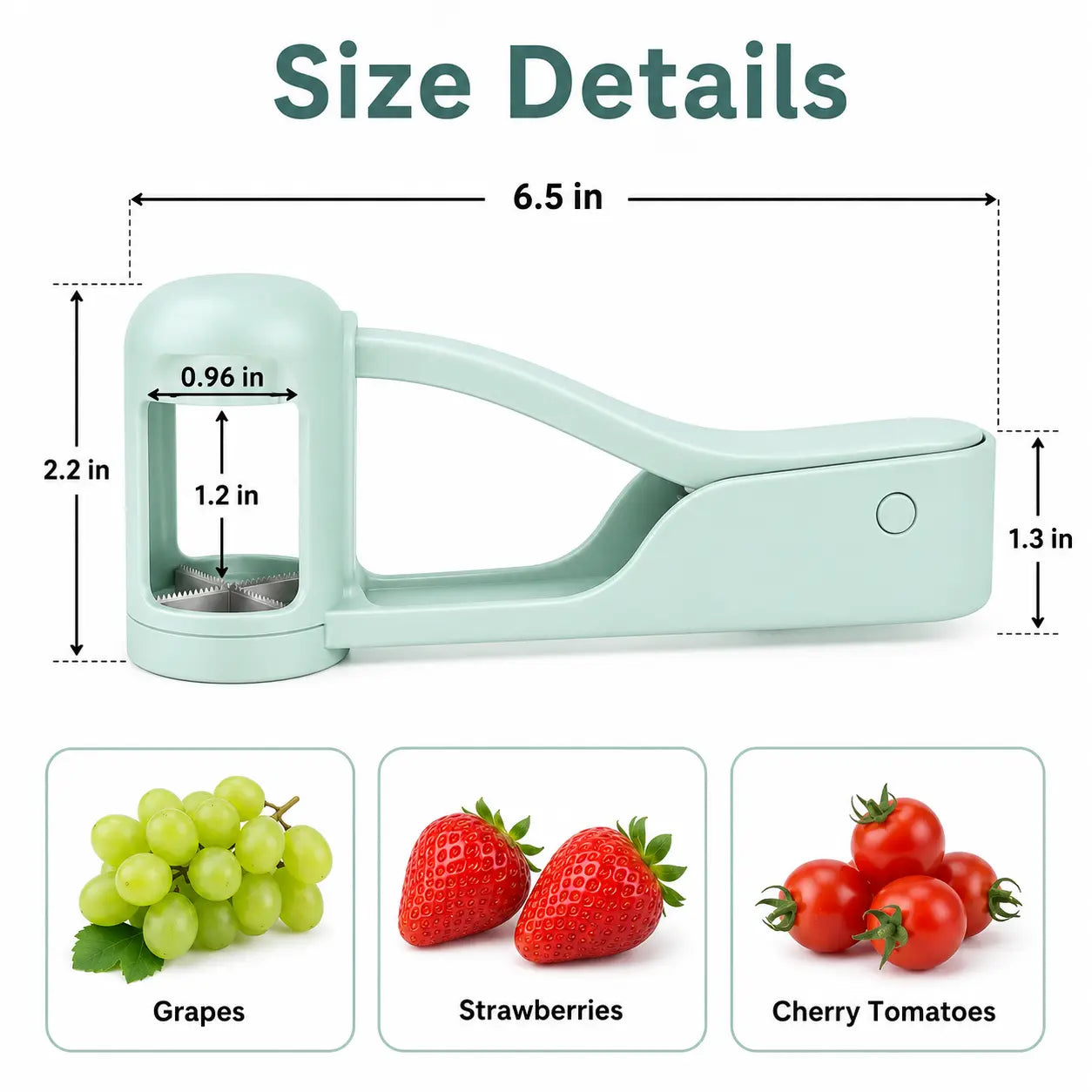 Berry Cutter & Grape Splitter - 2-In-1 Stainless Steel Fruit Chopper for Strawberries, Grapes, Cherry Tomatoes - Fast Food Prep Gadget for Salads, Sweets, Toddler Meals, Stainless Steel Kitchen Utensil