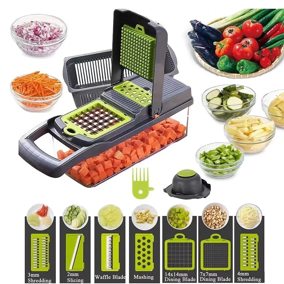 Steel 16 in 1 Vegetable Fruit/Vegetable Slicer Professional Multifunctional Kitchen Slicer Stainless Vegetable Chopper Boujee Kitchen Gadgets Food Prep Tool