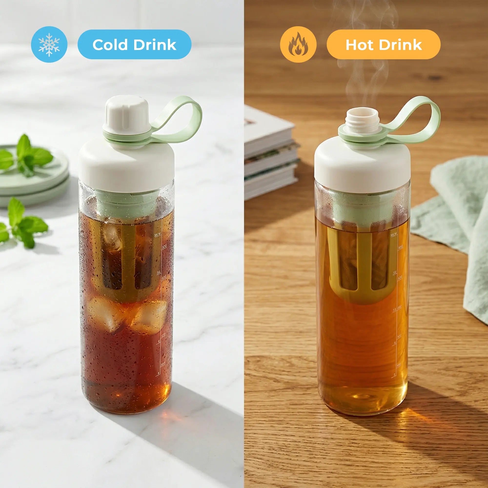 SUSTEAS Reusable Portable Washable Cold Brew Coffee Tumbler with Digital Scale and Dual-Function Tea Filter Net Summerwins