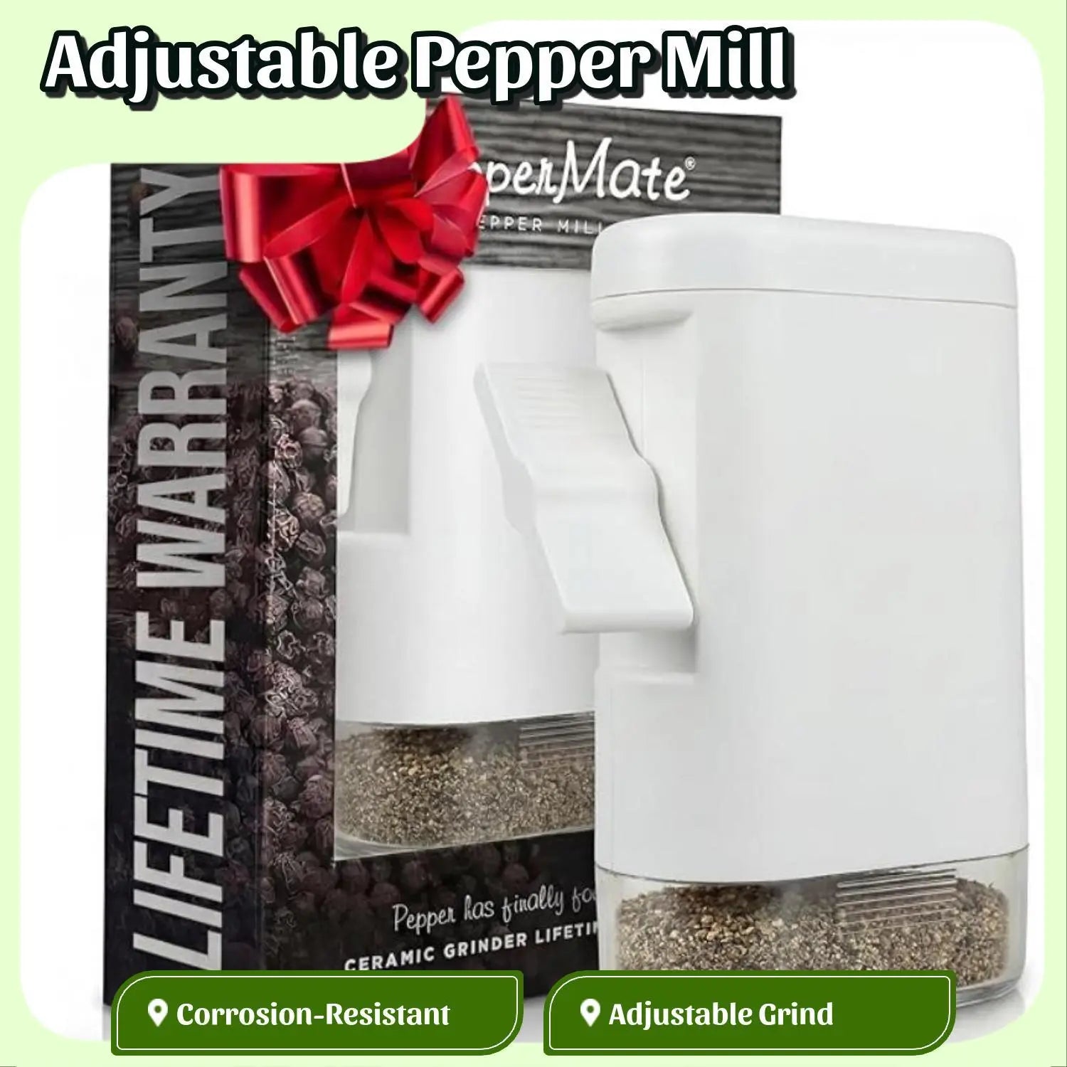 The Famous & Best Pepper Grinder with Lifetime Warranty. the Peppermate Manual Pepper Mill Ceramic Grinder for Pepper, Salt and Seasonings.