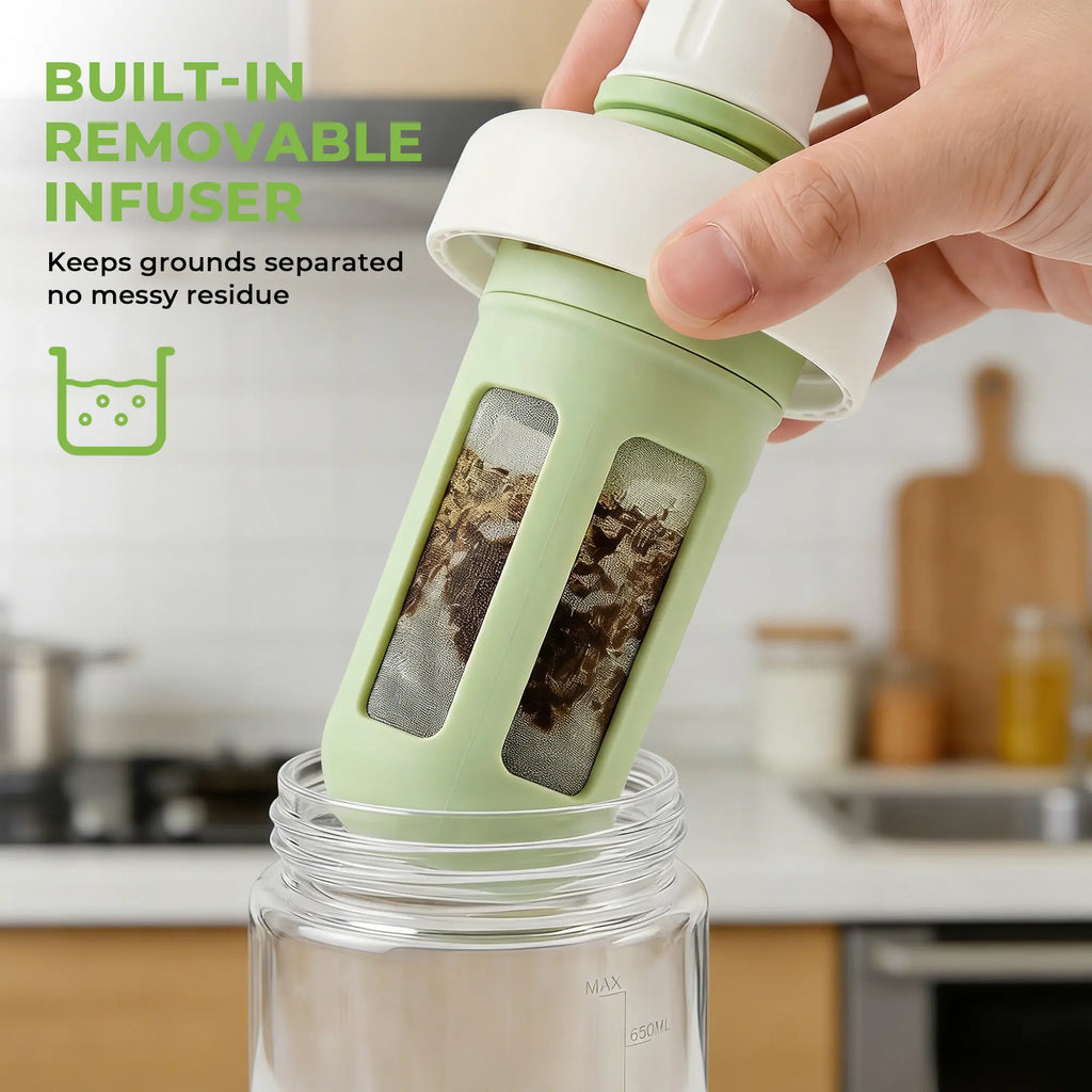 SUSTEAS Reusable Portable Washable Cold Brew Coffee Tumbler with Digital Scale and Dual-Function Tea Filter Net Summerwins
