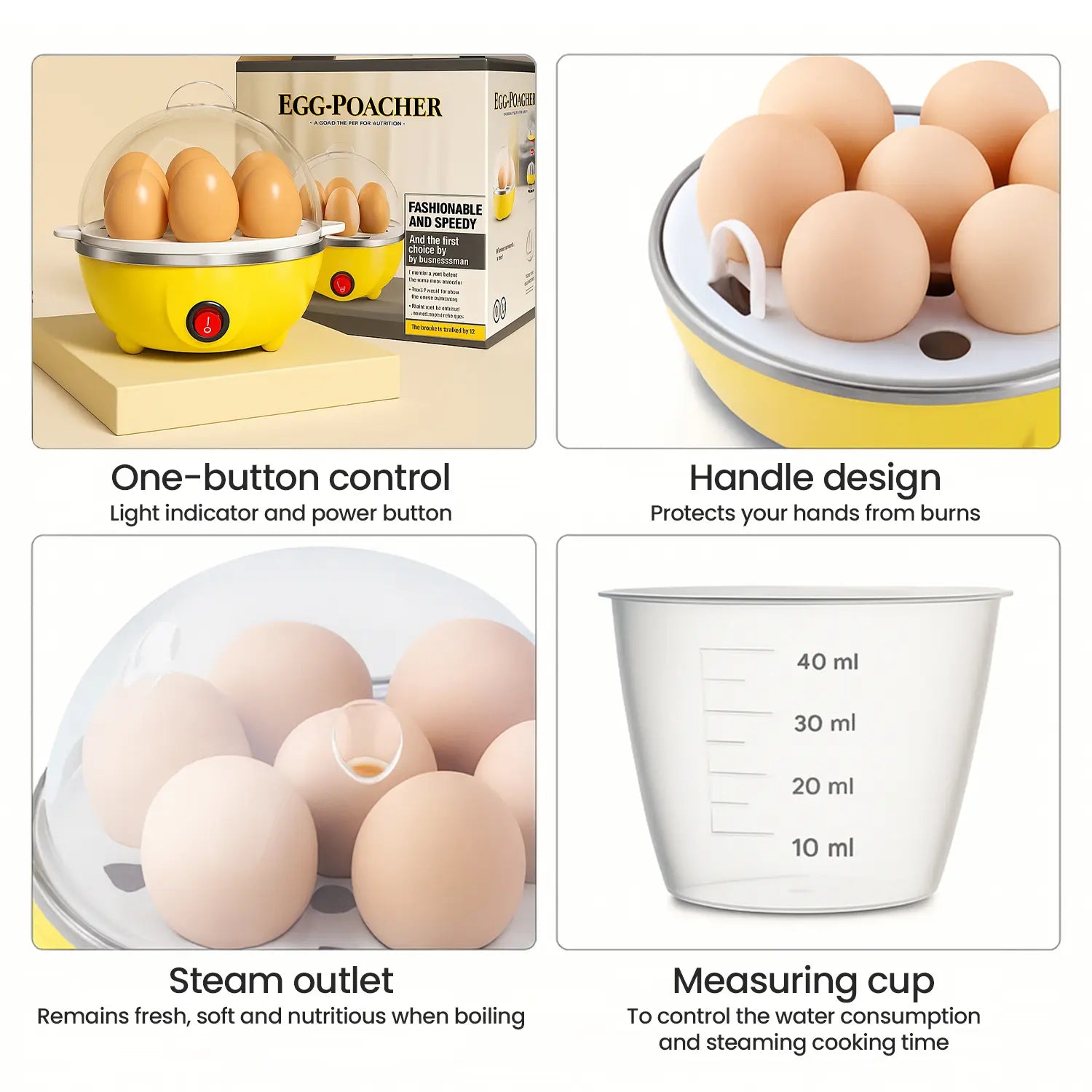 Rapid Egg Cooker,350W Rapid Electric Egg Maker, Egg Steamer,Egg Boiler,Cookers with Automatic Shut Off,7 Eggs Capacity Lazy Egg Boiler,Multifunction Heated Milk,Heated Food