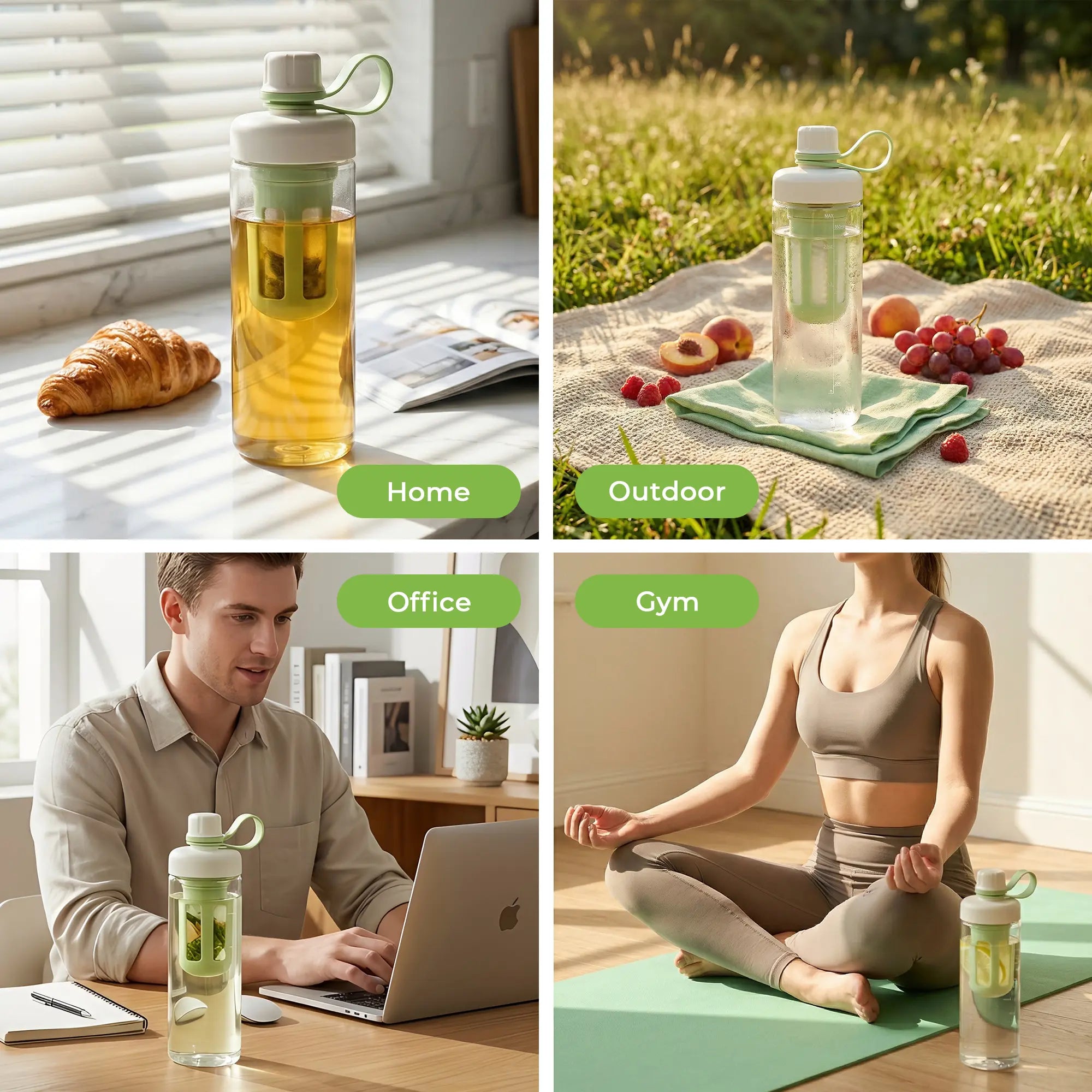 SUSTEAS Reusable Portable Washable Cold Brew Coffee Tumbler with Digital Scale and Dual-Function Tea Filter Net Summerwins