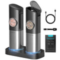 Electric Salt and Pepper Grinder Set Rechargeable Stainless Steel with USB C Dual Charging Base Large Capacity Adjustable Coarseness LED Light Perfect Kitchen Gift for Mom