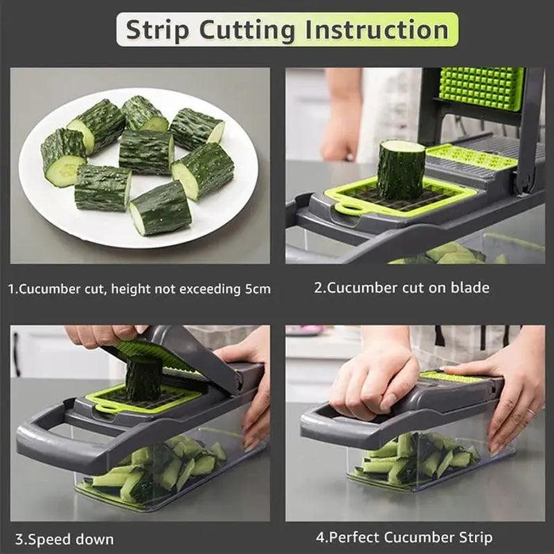 Steel 16 in 1 Vegetable Fruit/Vegetable Slicer Professional Multifunctional Kitchen Slicer Stainless Vegetable Chopper Boujee Kitchen Gadgets Food Prep Tool