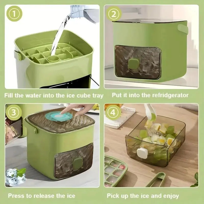 Double-Deck 48-Cube Portable Ice Maker & Ice Cream Maker Machines, Easy-Press Lid, Silicone Trays, Durable Countertop Tool for Cold Summer Drinks, DIY Frozen Food, Icecream Maker Machines