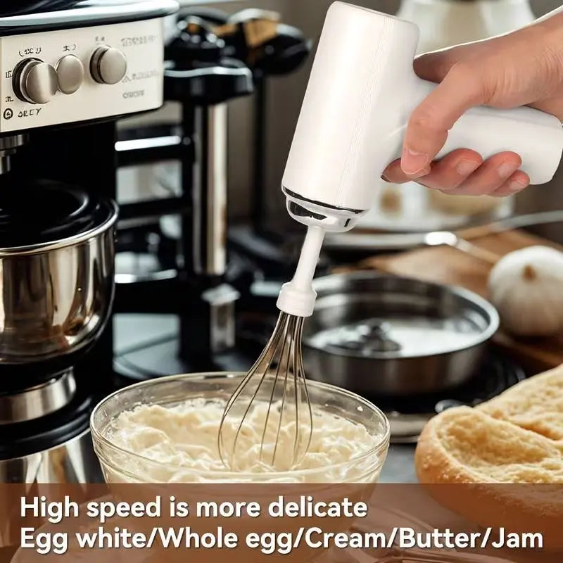 1Pc Handheld Electric Mixer, USB Rechargeable, Cordless, Egg Beater, Suitable for Baking and Cooking, Portable for Cream, Pastry, and Yolk Mixing, Baking Cakes, , Muffins, Ergonomic Handle, Durable Design, Ideal for Home Bakers & Professionals