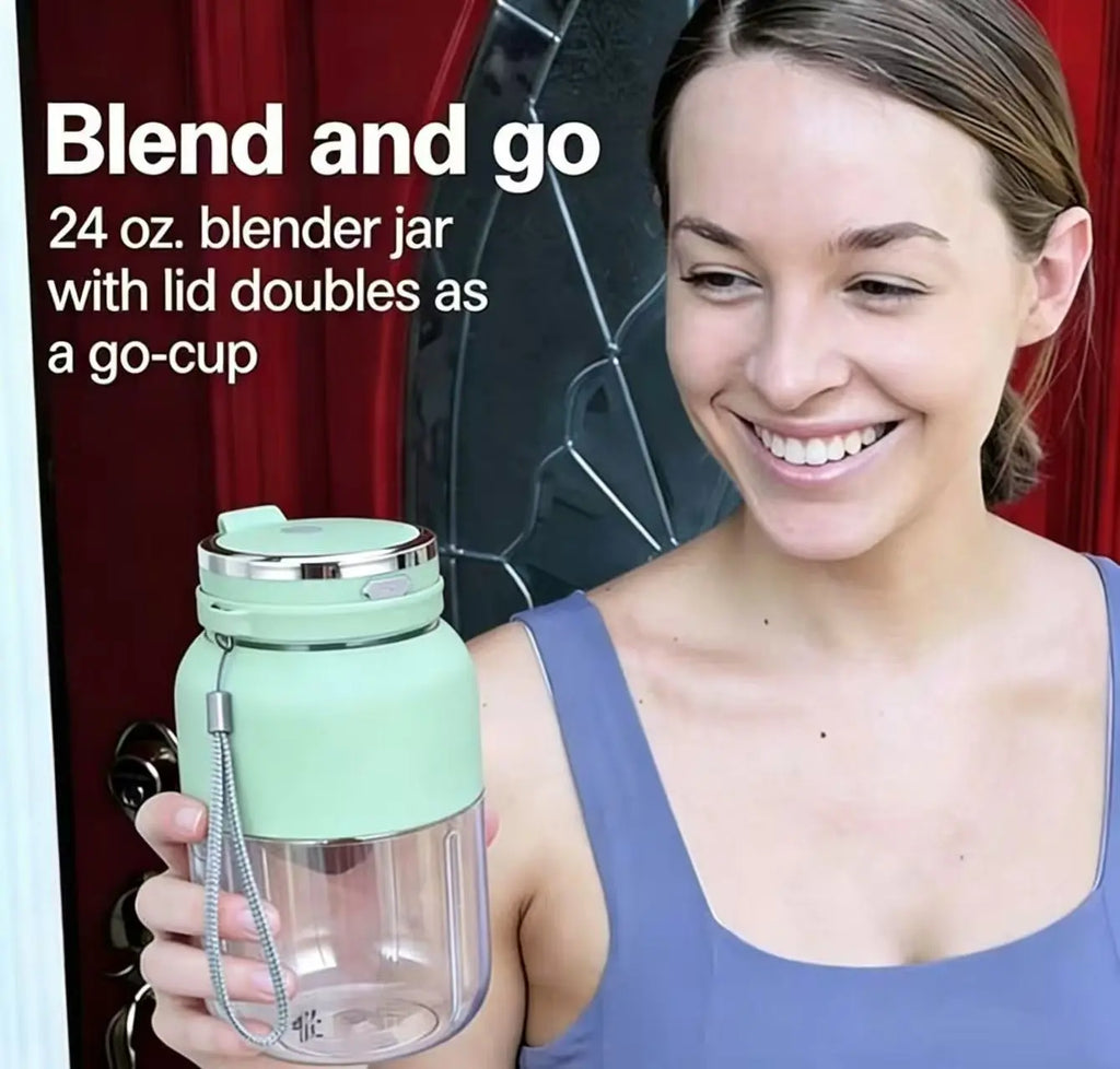 Portable Cordless Handheld Blender - 24Oz Bpa-Free Vessel, Leakproof Lid, Sip Spout, USB-C Rechargeable Battery-Powered Mini Blender for Shakes, Travel Use, Kitchen Tools and Gadgets, Cool Outdoor Gadgets (Includes Nutritious Recipe)