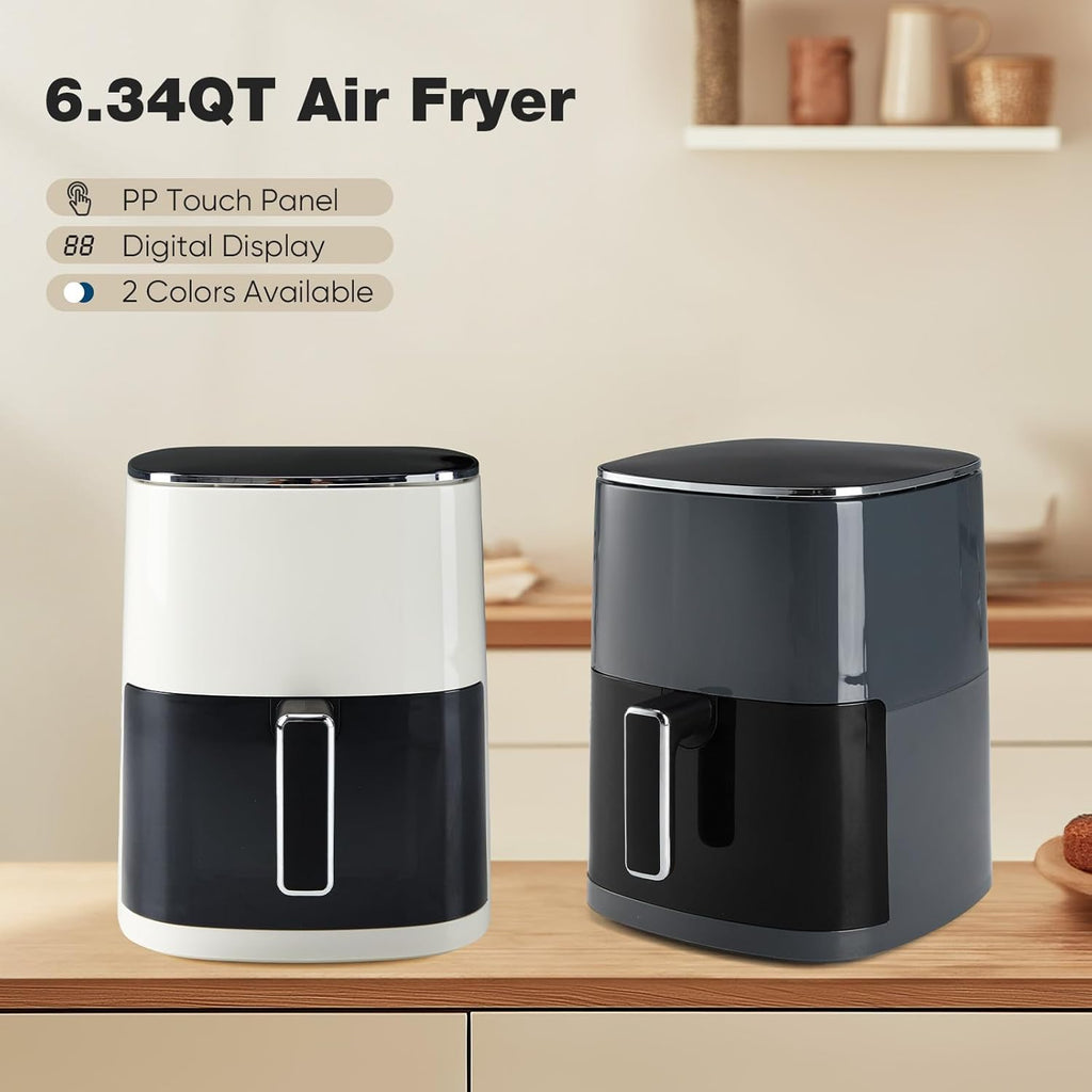Air Fryer 6 Quart with Window Square Air Fryer 12-In-1 Air Fry, Roast, Reheat, Dehydrate, Bake, Steam, Fries, Custard, Chicken, Wings, Sea Food, Vegetabels,400F