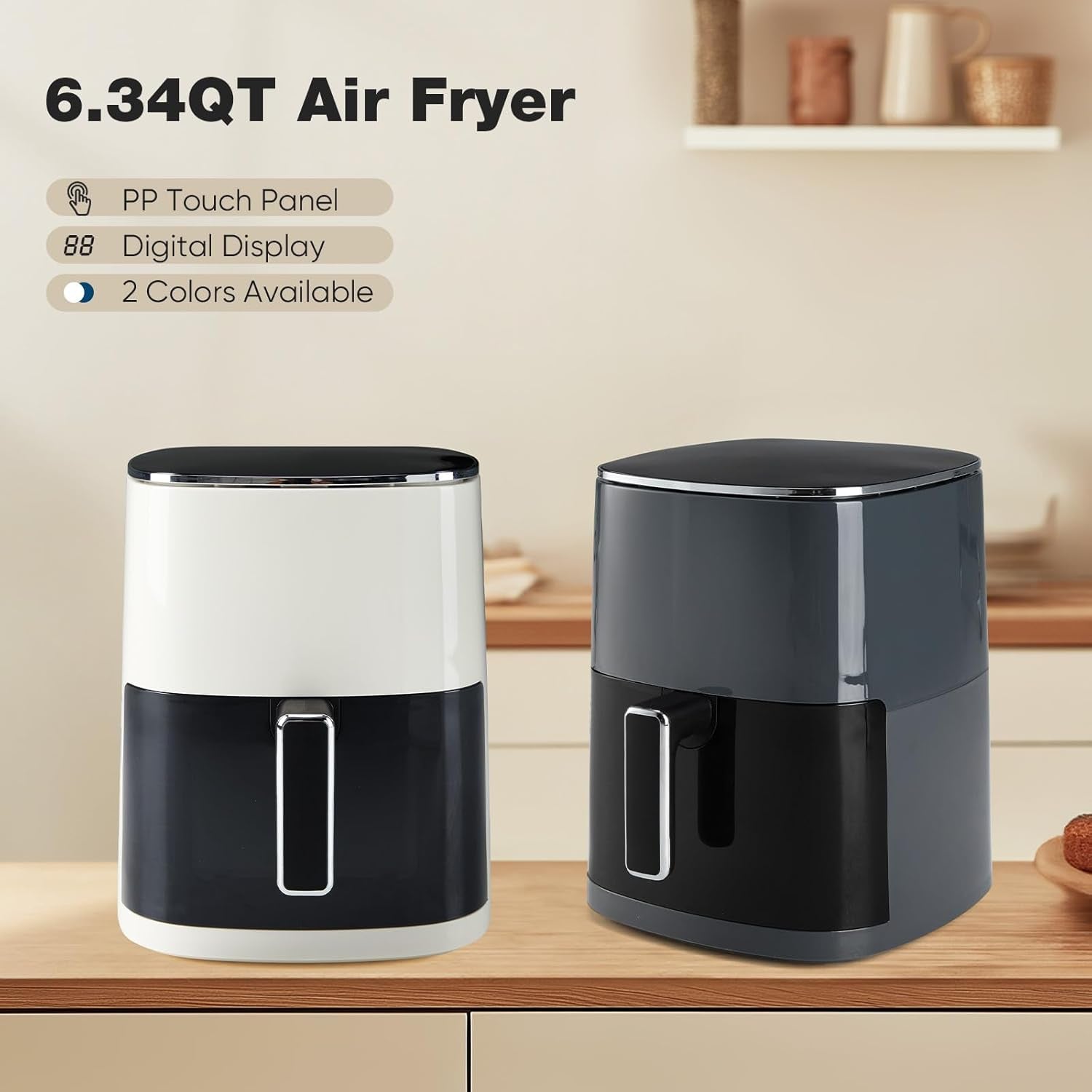 Air Fryer 6 Quart with Window Square Air Fryer 12-In-1 Air Fry, Roast, Reheat, Dehydrate, Bake, Steam, Fries, Custard, Chicken, Wings, Sea Food, Vegetabels,400F