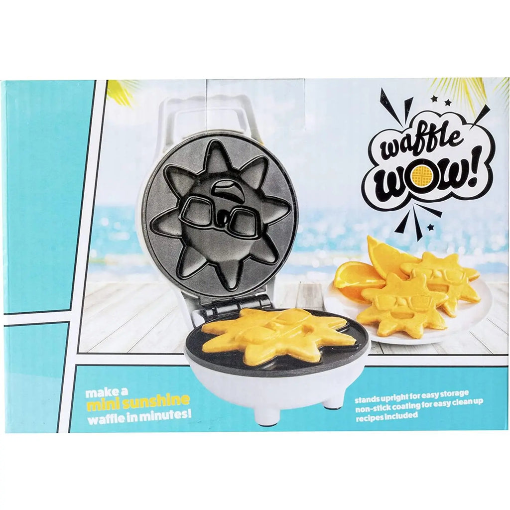 Waffle Wow Rise & Shine Mini Sun Waffle Maker - Personal-Sized 4" Sunshine Smile Individual Waffles for Kids, Adults- Cute Non-Stick Electric Waffler Iron- Morning Breakfast or Fun Gift