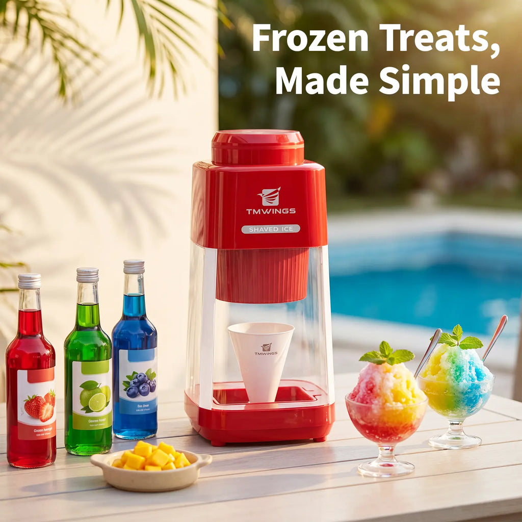 Summervibes [NEW] TMWINGS Electric Ice Shaver and Crusher – Portable Snow Cone & Slushy Maker with Stainless Steel Blades, One-Touch Operation, Easy to Clean – for Summer Drinks, Cocktails, Kitchen, Parties