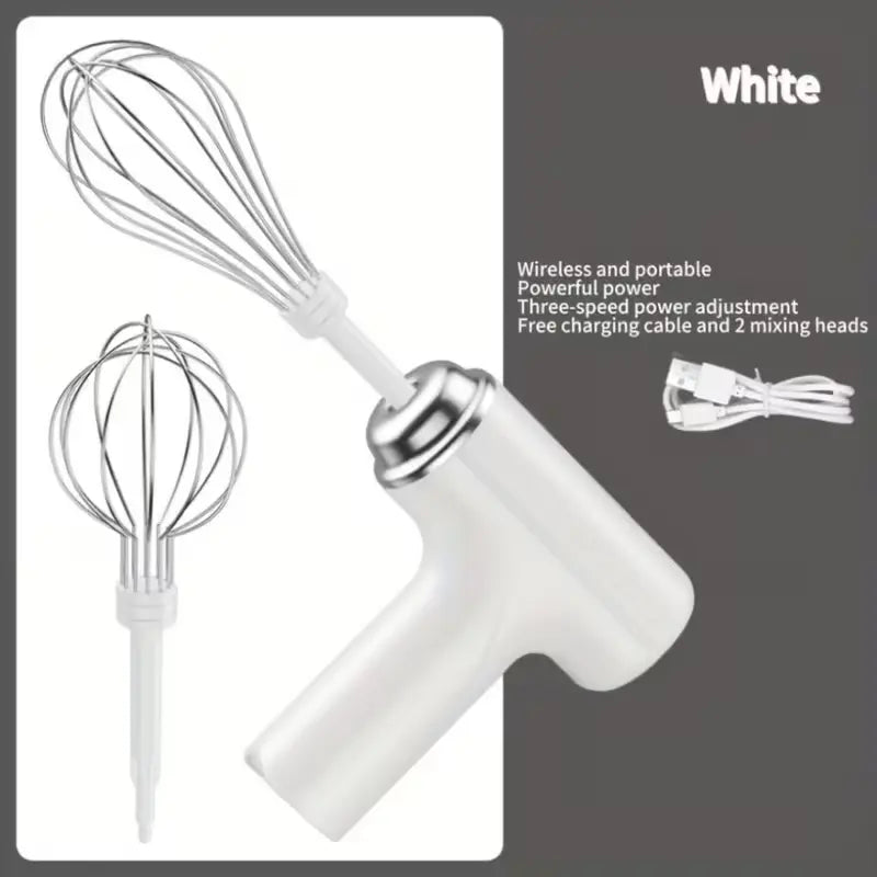 1Pc Handheld Electric Mixer, USB Rechargeable, Cordless, Egg Beater, Suitable for Baking and Cooking, Portable for Cream, Pastry, and Yolk Mixing, Baking Cakes, , Muffins, Ergonomic Handle, Durable Design, Ideal for Home Bakers & Professionals